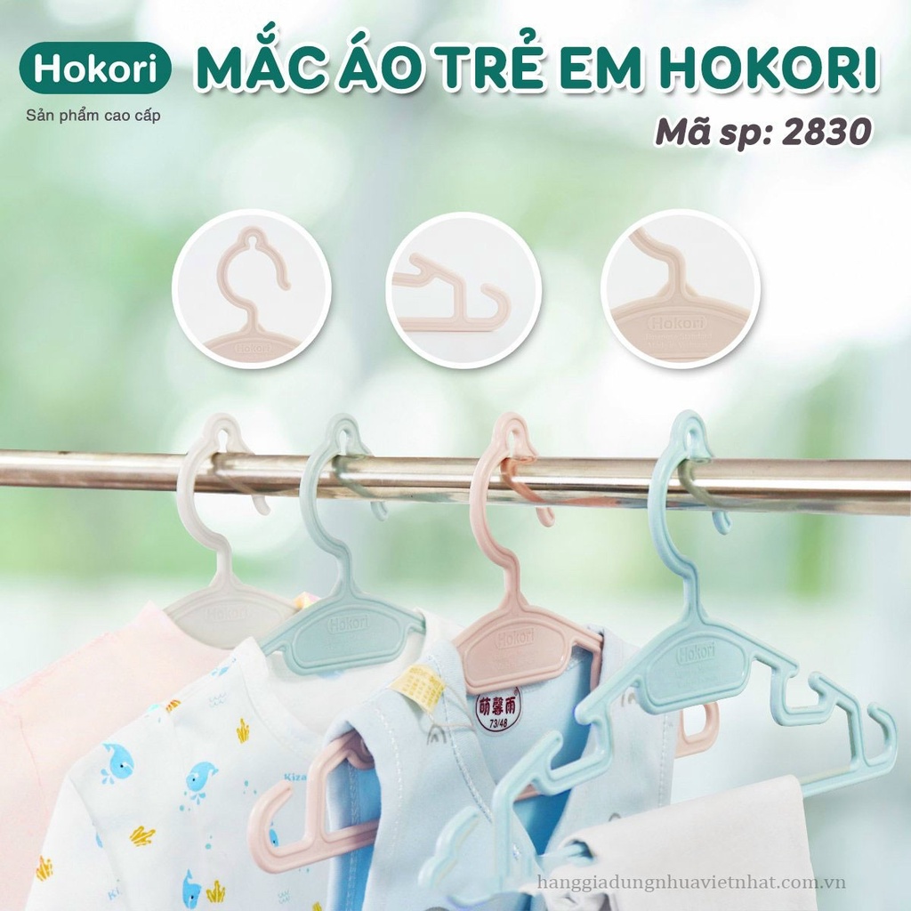 Set 10 móc treo quần áo trẻ em HOKORI cao cấp, mắc phơi quần áo cho bé kho sỉ mb