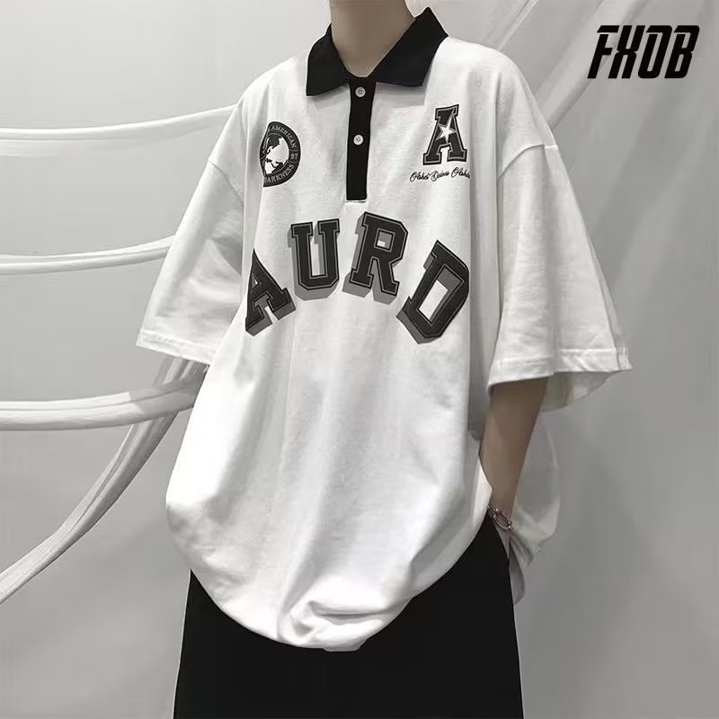 Áo thun nam áo phông thể thao Polo Dáng Rộng In Chữ Đơn Giản Thời Trang Cho Cặp Đôi fashion bigsize áo sơ mi unisex