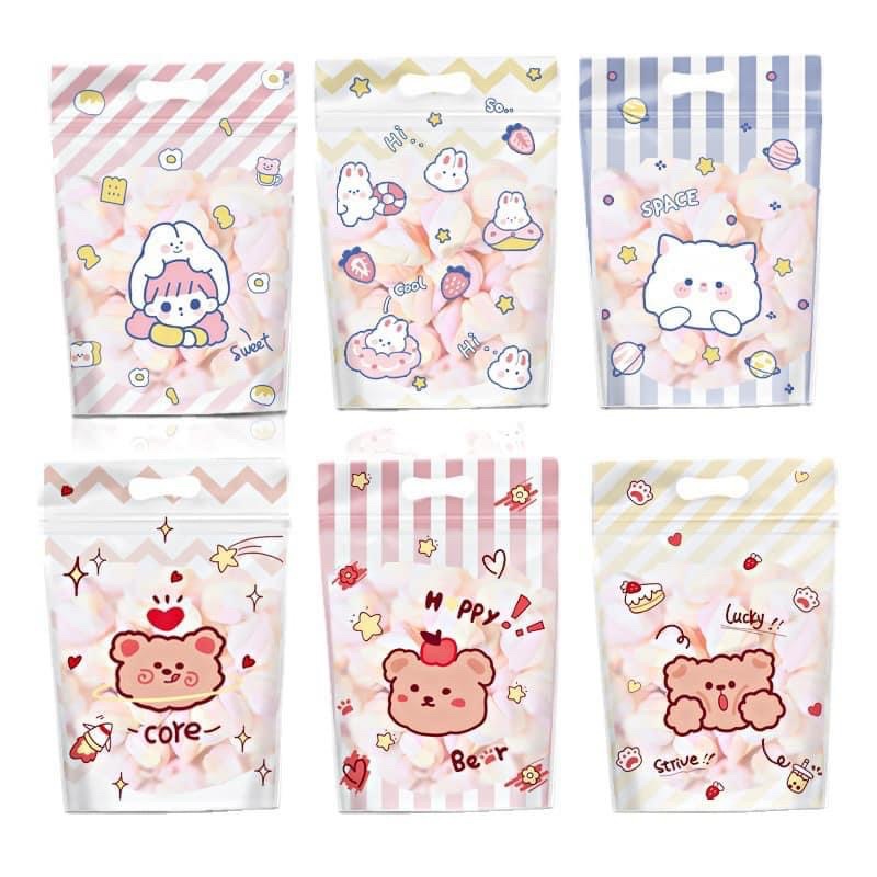 set 50 túi zip 15,5x22cm gấu thỏ đựng vừa 200g kẹo