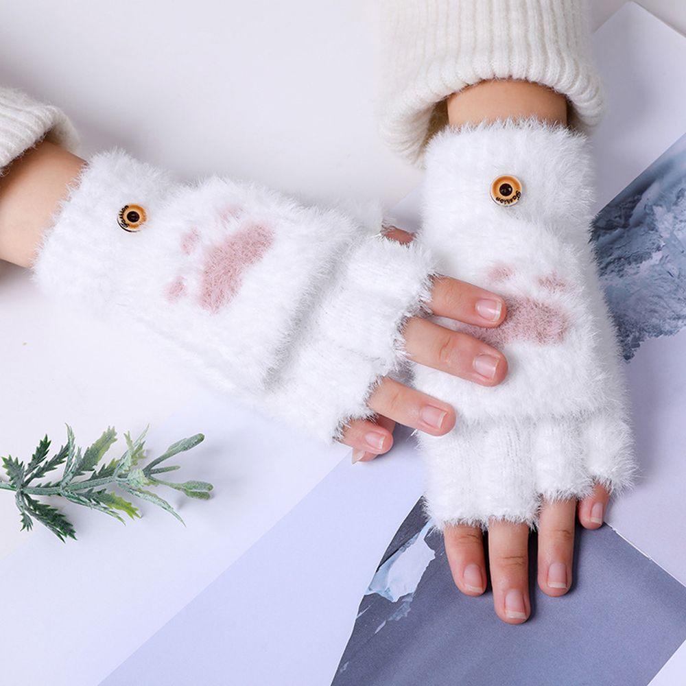 Găng Tay Hở Ngón Chống Gió Giữ Ấm Màu Sắc Đơn Giản Dành Cho Nữ