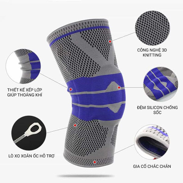 Băng Gối Thể Thao Aolikes Knee Pads Có Lớp Đệm Silicon Và Lò Xo