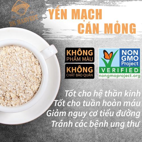 COMBO TIẾT KIỆM (2 Túi 500g) Yến Mạch Cán Dẹt (Cán Mỏng) Nguyên Chất Nhập Khẩu Úc DK Harvest - Yến Mạch Giảm Cân