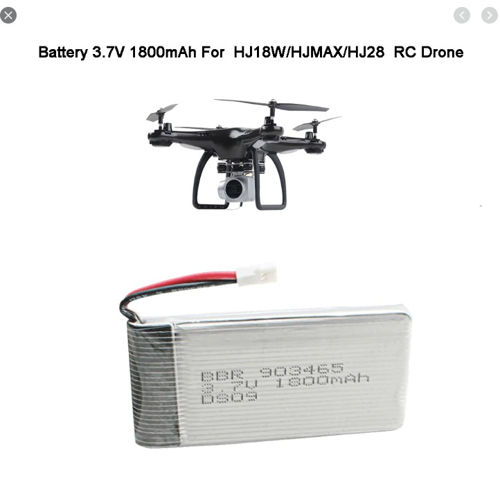 Pin sạc 3.7v 1800mah xh2.54 lipo máy bay 4 cánh có mạch bảo vệ pin