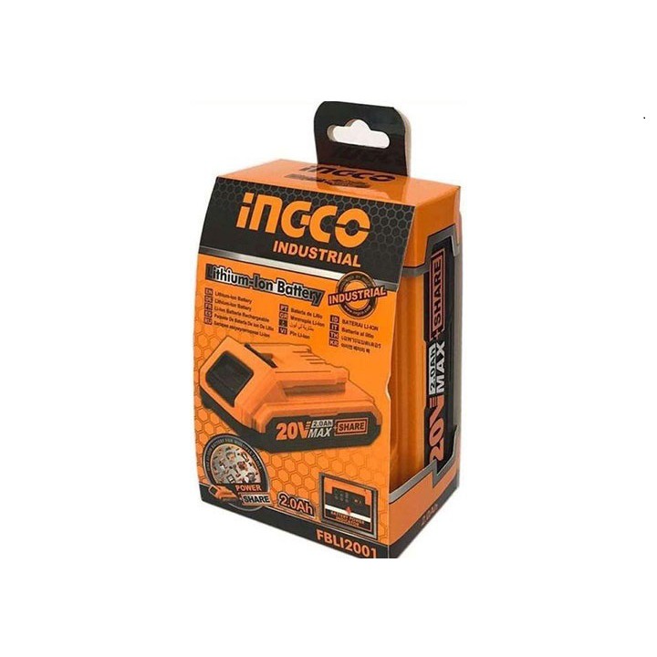 [INGCO] INGCO Pin Sạc 20V 2.0Ah MAX LITHIUM-ION FBLI2001