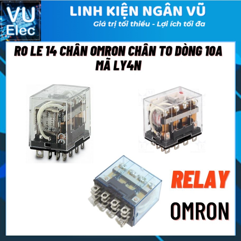 Relay trung gian LY4N 12V - 24V - 220V 14 chân 10A , Rơ le, relay 220V10A 14 chân (Chân To)(hàng chất lượng cao)