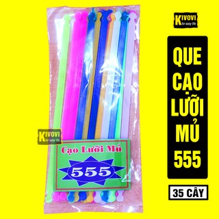 Bịch Cây Cạo Lưỡi Mủ 555 35 Cây - Que Dụng Cụ Nạo Lưỡi Làm Sạch Lưỡi Bằng Mủ-Thìa Cạo Vệ Sinh Răng Miệng Mảng Bám-Kivovi
