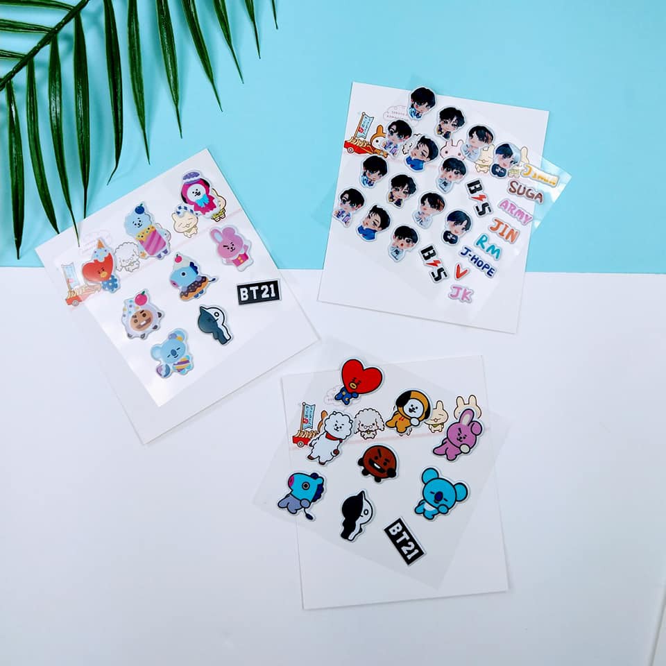 Sticker 3D dán điện thoại, laptop BTS, GOT7, Wanna one, Blackpink, Nine percent