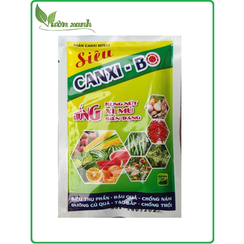 Phân bón Trung Lượng Siêu Canxi Bo chống nứt trái, xì mủ, biến dạng trái, chống nám quả, hạn chế rụng quả gói 40gr