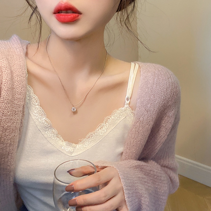 Dây chuyền mặt tròn kim cương nhân tạo vòng cổ nữ