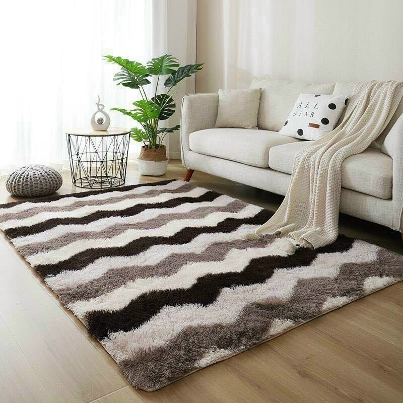 Thảm lông màu loang sọc nâu - Size 2m x 1m6