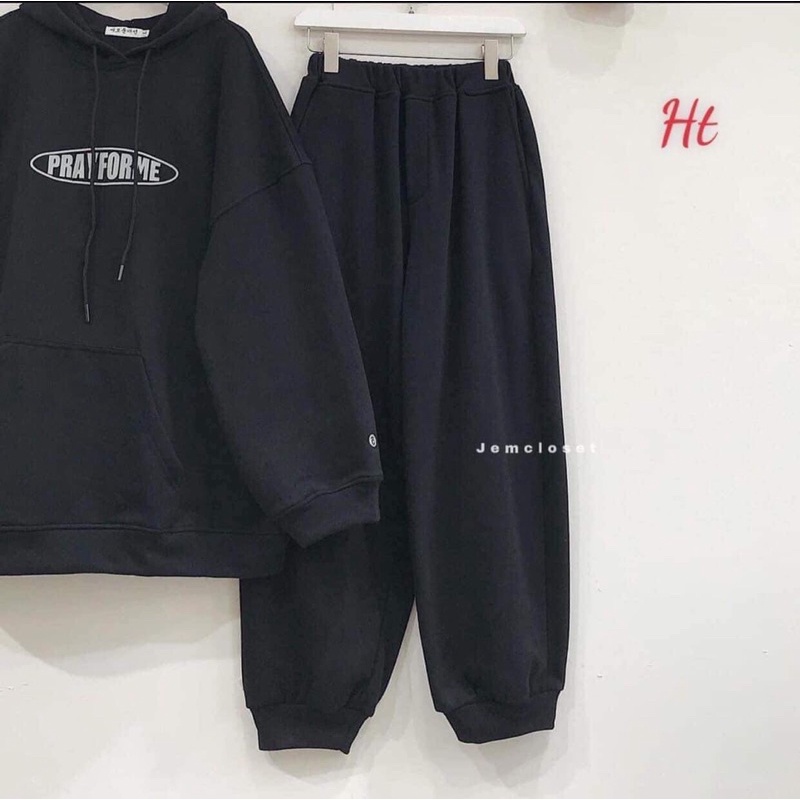 Sét áo hoodie PRAYFORME+quần bom HT12