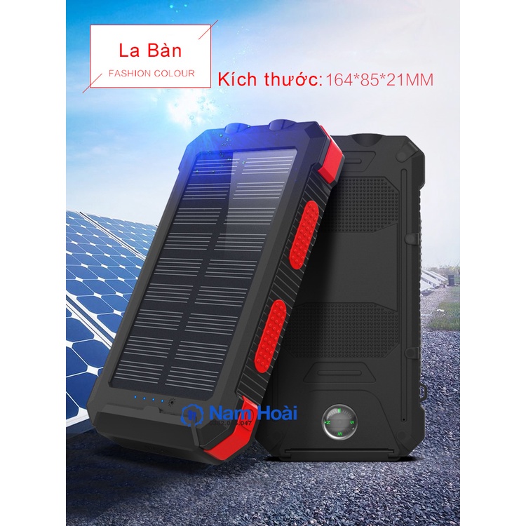 [HCM] Sạc dự phòng năng lượng mặt trời SOLAR CHARGER - sạc dự phòng tích hợp la bàn, đèn pin siêu sáng