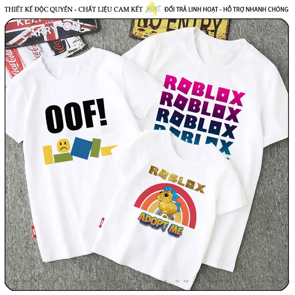 ÁO THUN ROBLOX UNISEX PHÔNG TRẮNG NAM NỮ GIA ĐÌNH CẶP ĐÔI SIZE TRẺ EM CHO BÉ TRAI GÁI AOMIVN