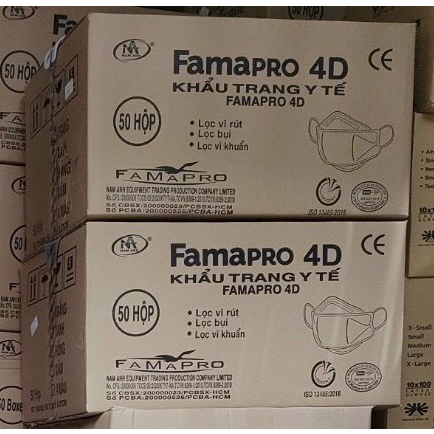 [4D MASK (KF94)] THÙNG khẩu trang y tế cao cấp kháng khuẩn 3 lớp Famapro 4D (THÙNG: 50 HỘP, HỘP 10 CÁI)