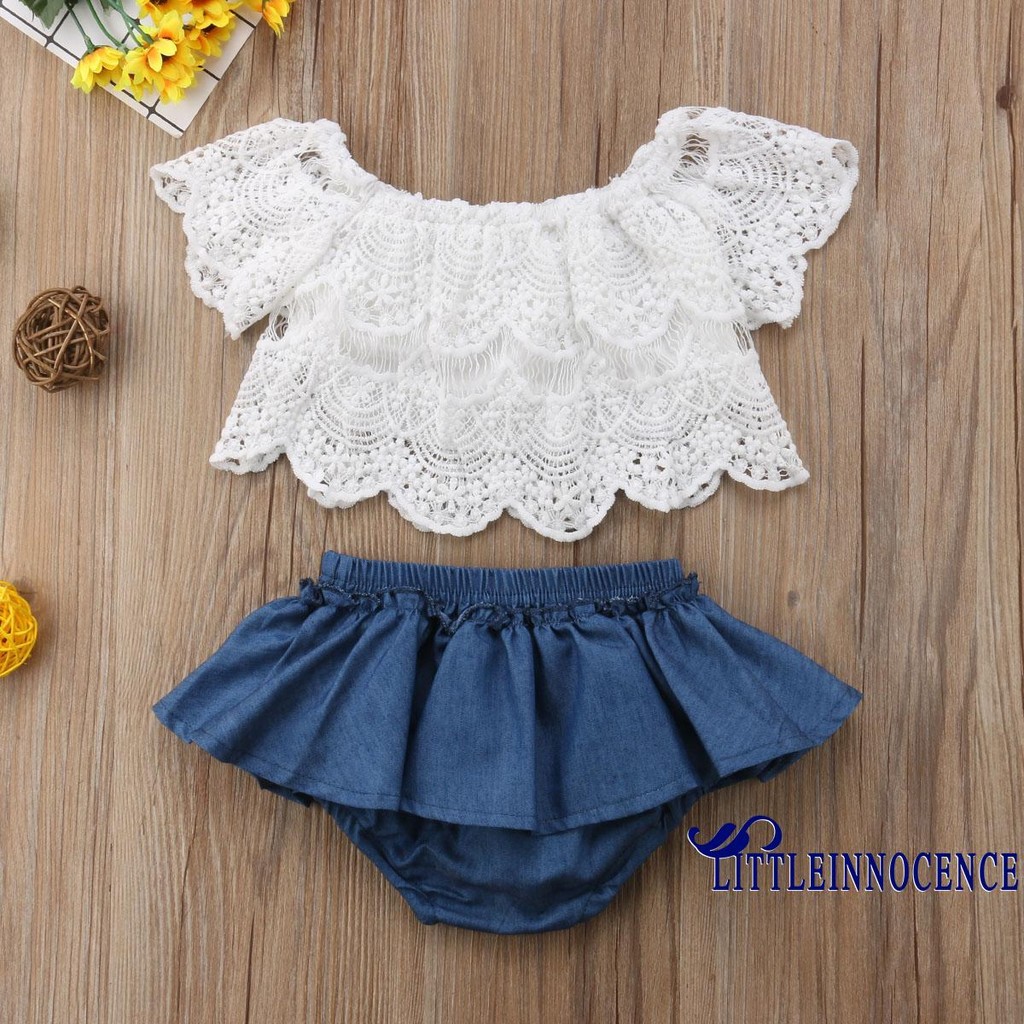 ❤XZQ-Newborn 2PCS Baby Girl Lace T-shirts Top+Shorts Pants Tutu Skirt Kid Clothes Hot Sale