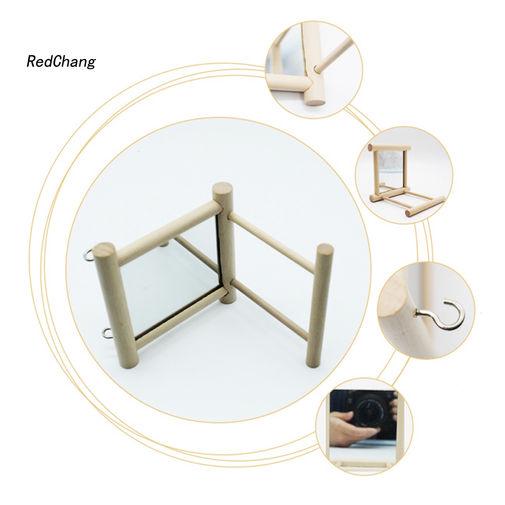 Gương Đồ Chơi Bằng Gỗ Kèm Thanh Đứng Dành Cho Chim Vẹt