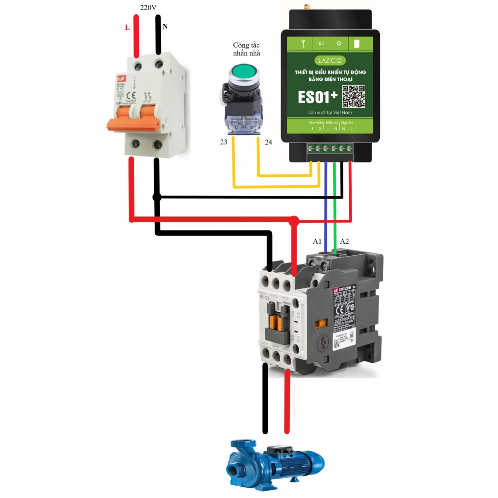 Rơ le an toàn phao điện máy bơm nước ER01 ( rơ le bơm nước - rơ le đóng ngắt bơm an toàn)