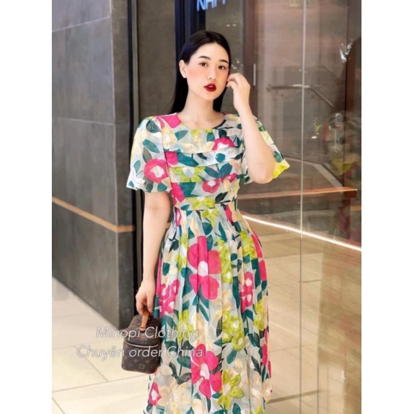 Váy hoa tay bồng tiểu thư - VM06