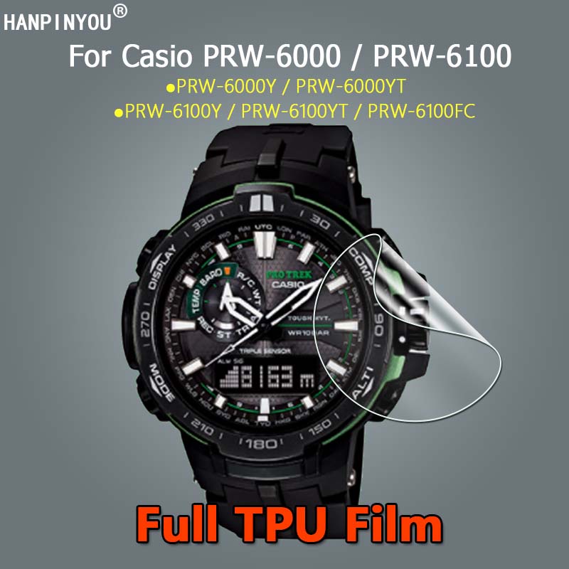 Set 1 / 3 / 5 / 10 Miếng Dán Màn Hình Cho Đồng Hồ Casio PRO TREK PRW-6000 PRW-6000YT PRW-6000Y PRW-6100Y PRW-6100YT PRW-6100FC Bộ Dụng Cụ Bảo Vệ An Toàn Cho Bé