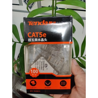 Đầu bấm mạng RJ45, hạt mạng RJ45 Tenda TEH5E010 Mạ Vàng CAT5E (Hộp 100 con)