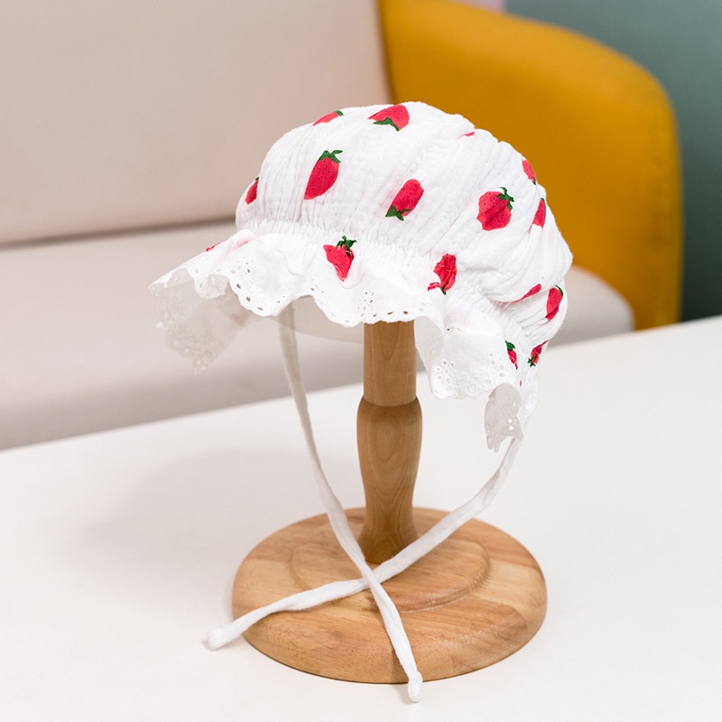 Mũ Cotton Mềm In Họa Tiết Quả Dâu Thời Trang Xuân Hè Cho Bé Sơ Sinh