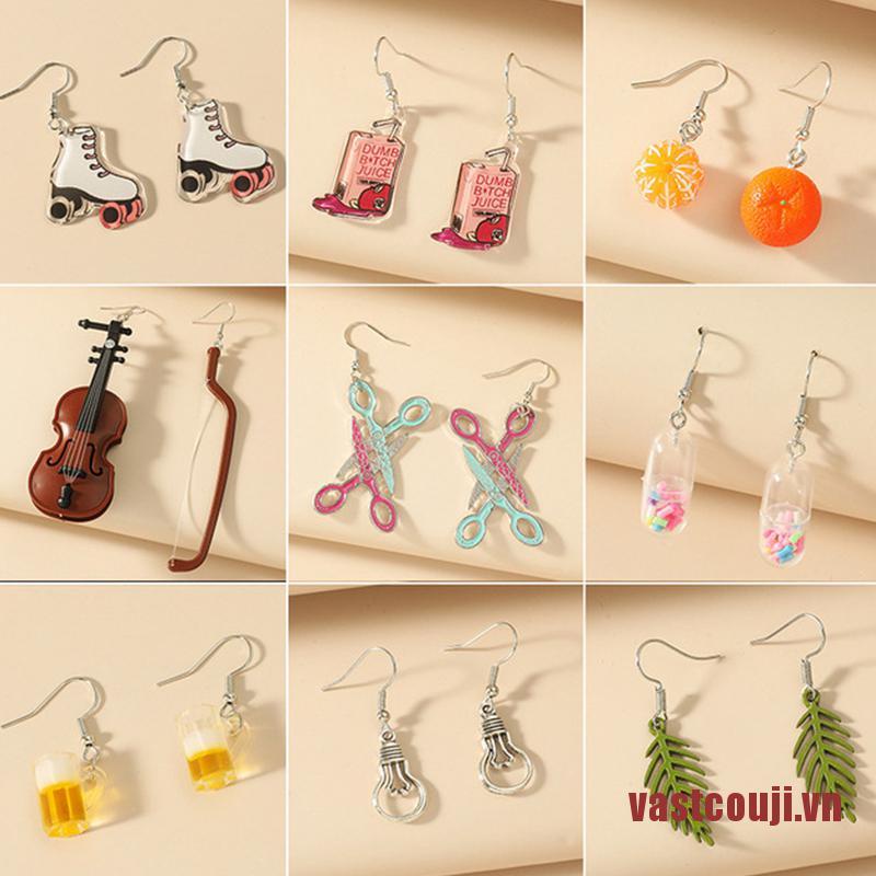 Bông Tai Hình Ly Trà Trái Cây Vui Nhộn Phong Cách Hàn Quốc