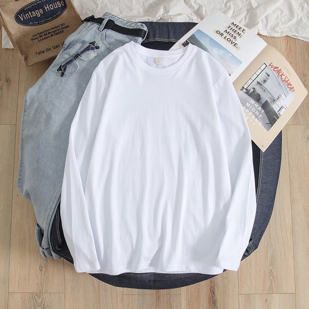 Áo thun tay dài màu sắc đơn giản dành cho nam và nữ