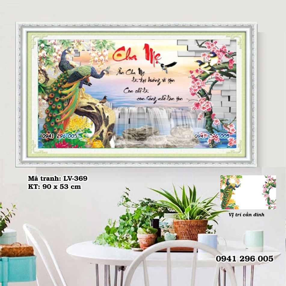 Tranh đính đá 5D Cha Mẹ LV369 - chưa đính đá