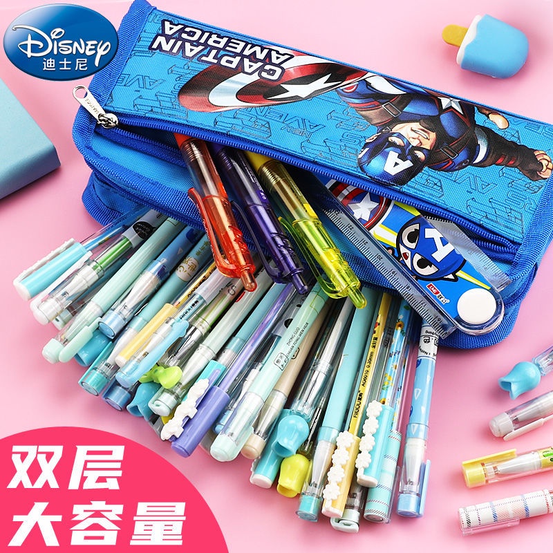♛Túi Đựng Bút Chì Sức Chứa Lớn Họa Tiết Disney Đơn Giản Cho Học Sinh Tiểu Học Nam Nữ @