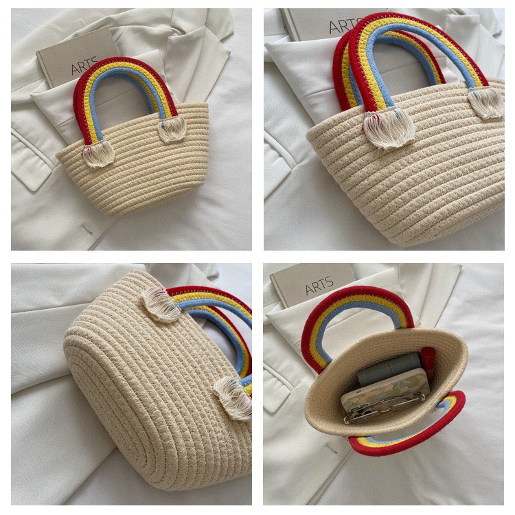 Túi Vintage Đan Cối Đám Mây Cầu Vòng