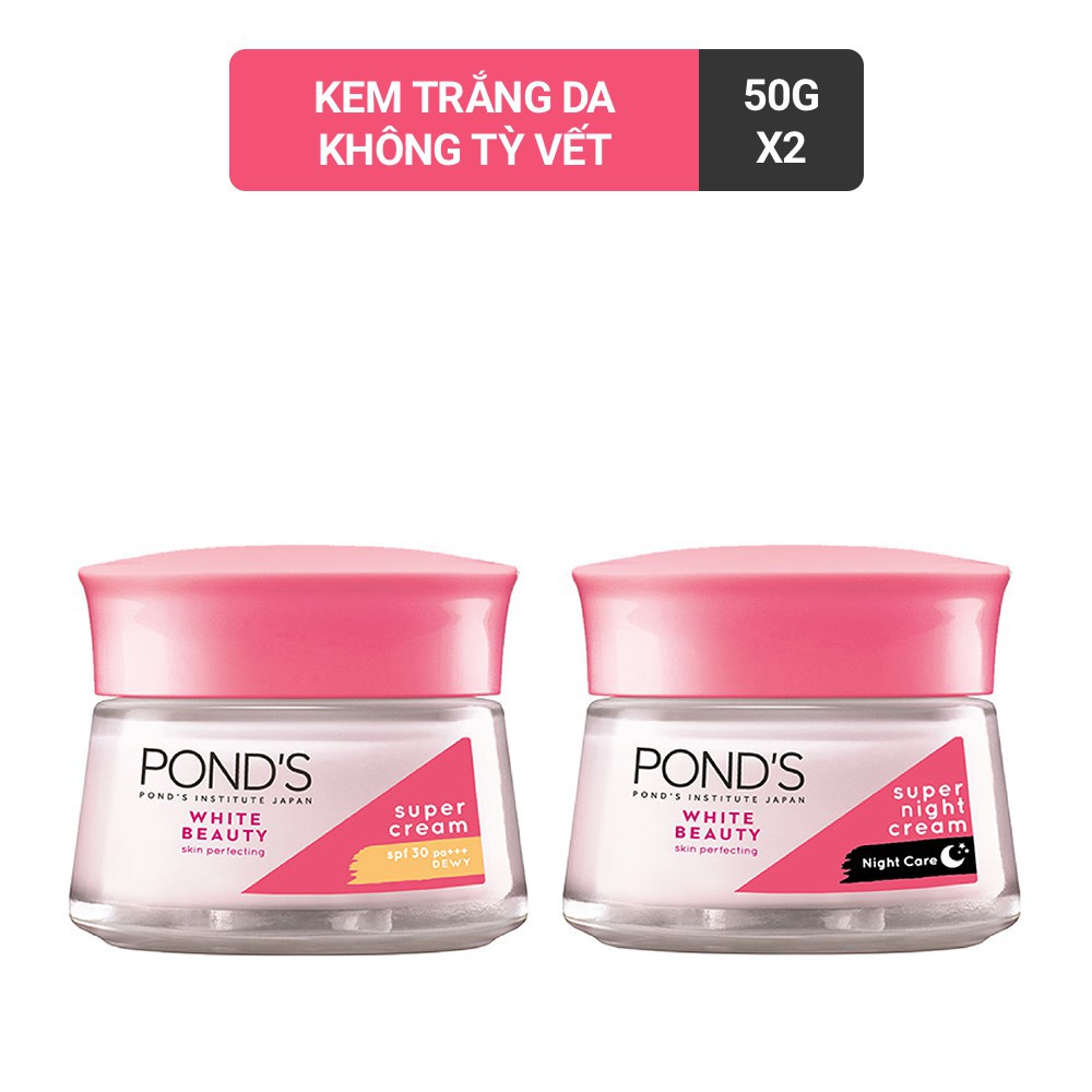 Bộ Kem Pond Dưỡng Da Trắng Mịn Không Tì Vết (Ban ngày 50g + Ban đêm 50g) - Pond's White Beauty Day Cream & Night Cream