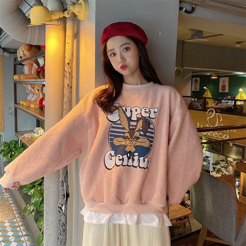 áo nỉ sweater Hàn Quốc cổ tròn in hình thỏ dễ thương nữ ulzzang Cao Cấp