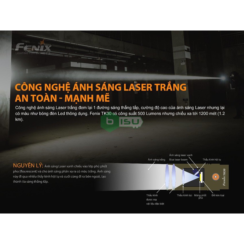 ĐẠI LÝ ĐỘC QUYỀN FENIX - Đèn pin Fenix - TK30 (đèn laser trắng, 500 Lumens, chiếu xa 1.2km)