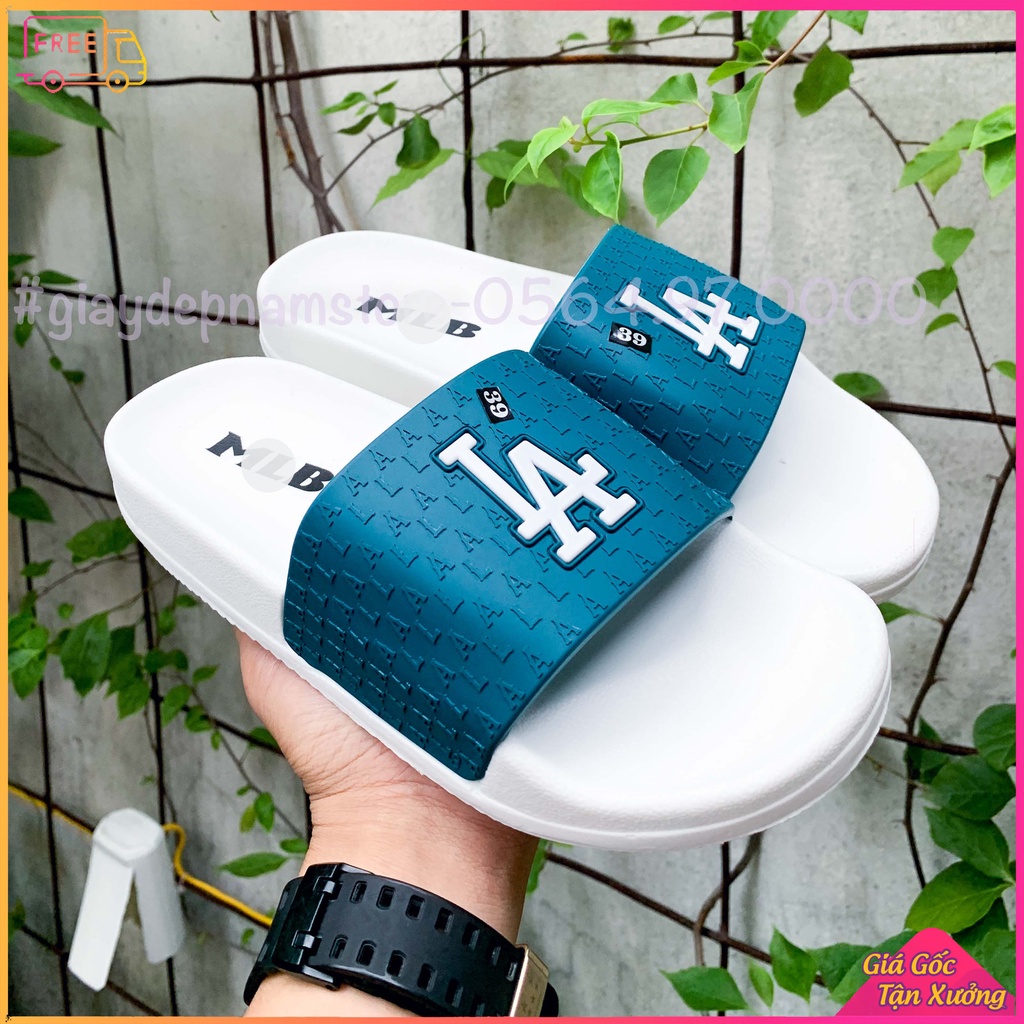 Dép quai ngang LA thời trang nam nữ - Dép M L B đế cao su in chữ nổi cao cấp mix đồ chất