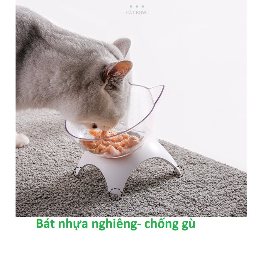 Bát ăn cho chó mèo siêu dày (2 loại bát tròn đơn Bát nghiêng) chất liệu nhựa size nhỏ phù hợp cho mèo và chó