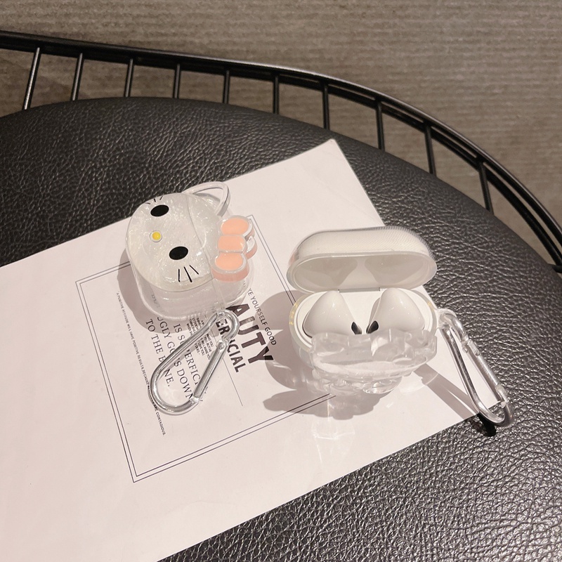 Vỏ Bảo Vệ Hộp Sạc Tai Nghe Lenovo Thinkpadplus Liveods LP40 TWS Hình Gấu 3D Trong Suốt