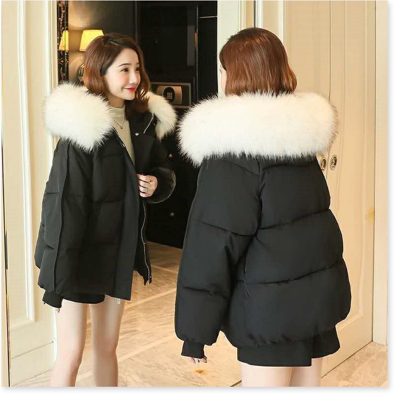 Áo Khoác Phao Nữ Cổ Lông Siêu Ấm