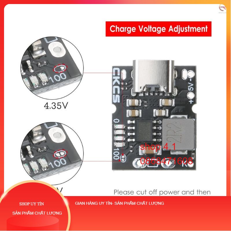 Mạch tăng áp tích hợp sạc xả cổng Type-C 5v 2A - dùng cho pin 18650 - lion - lithium 3.7v