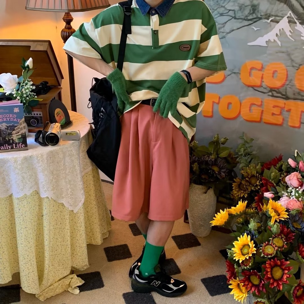 Áo Thun polo Tay Ngắn Dáng Rộng Thoáng Khí Thời Trang Mùa Hè Phong Cách Hàn Quốc Cho Nam