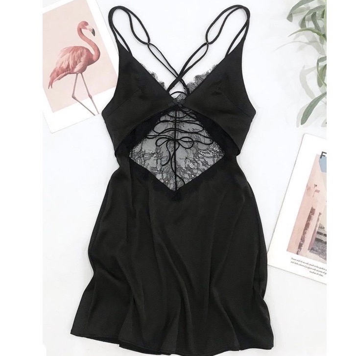 Đồ ngủ sexy / Đầm ngủ sexy đan dây lưng, chất liệu lụa satin cao cấp loại 1 mềm mịn mát, freesize dưới 65kg Sexy_Girl_97 | BigBuy360 - bigbuy360.vn