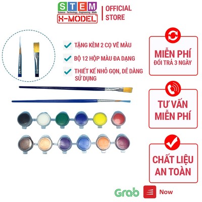 Bộ dụng cụ tô màu acrylic graffiti 12 màu tặng kèm 2 cọ sơn vẽ tô màu phụ kiện đồ chơi sáng tạo ST12