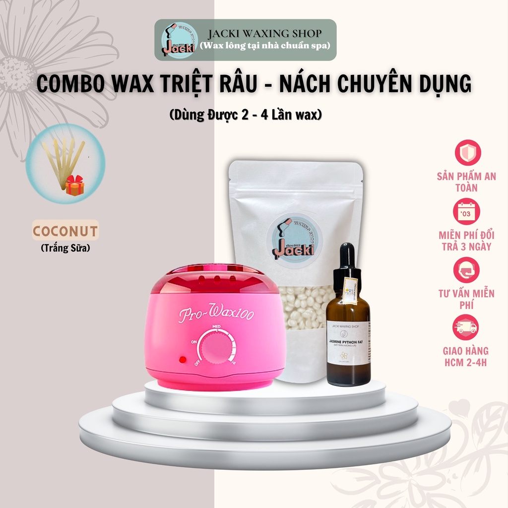 COMBO WAX RÂU - NÁCH CHUYÊN DỤNG (100gr SÁP + 1 NỒI PRO MAX 100 - 30ML MỠ TRĂN NHÀI + TẶNG 5 QUE PHẾT SÁP)