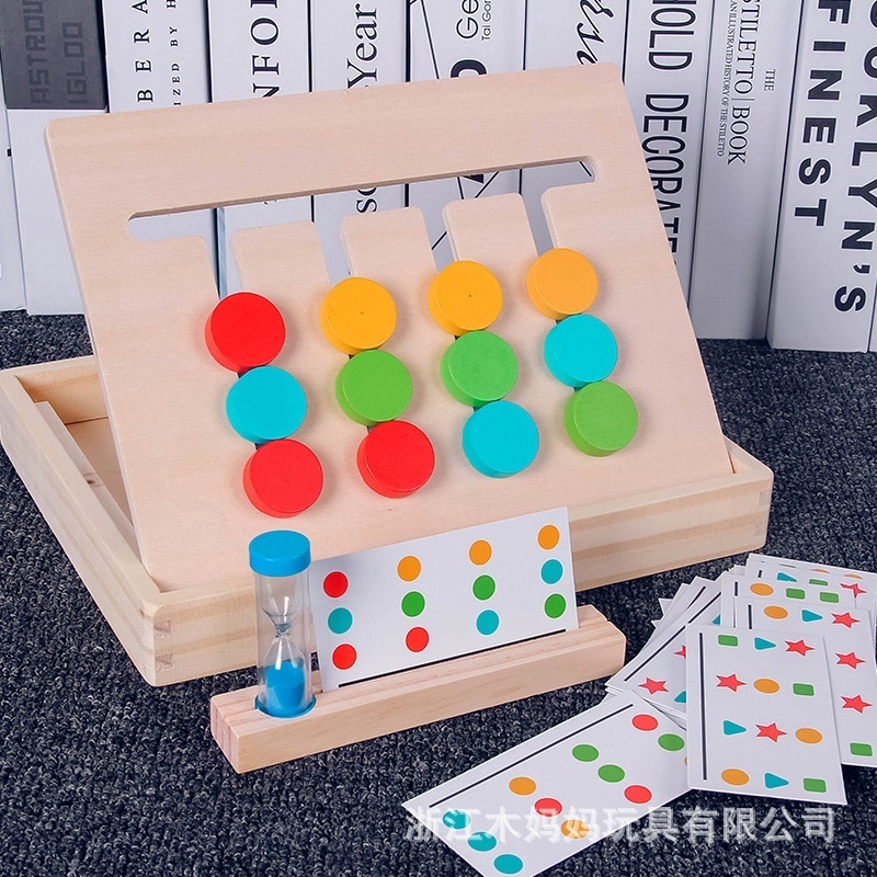 Bộ Đồ Chơi Xếp Hình Bằng Gỗ Bốn Màu Sắc Rèn Luyện Tư Duy Logic Cho Bé