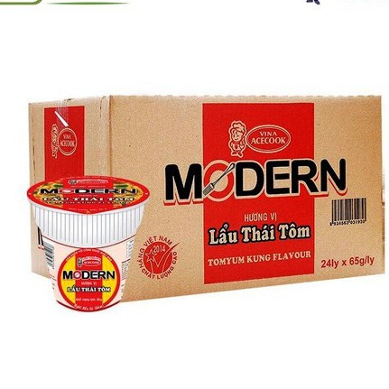 (HSD:11/21)Thùng 24 Ly Mì Modern Lẩu Thái Tôm