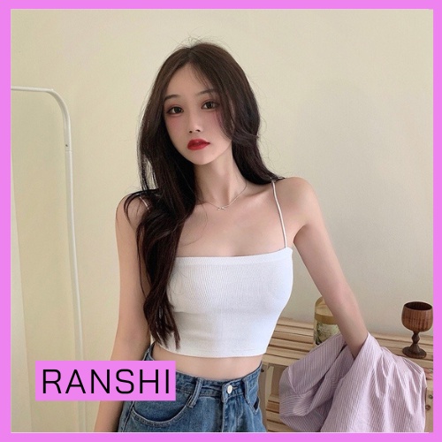 Áo 2 Dây Sợi Bún Ranshi Áo Croptop 2 Dây Chất Thun Co Giãn 4 Chiều Dáng Basic Dễ Mix Đồ - RA064