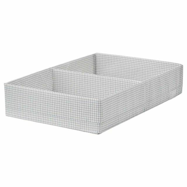 HỘP ĐỰNG ĐỒ IKEA STUK 51x34x10cm CARO TRẮNG ĐEN