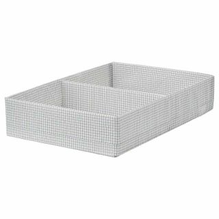 HỘP ĐỰNG ĐỒ IKEA STUK 51x34x10cm CARO TRẮNG ĐEN