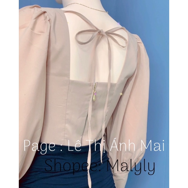 [Mã FAMARAL1 giảm 10K đơn 50K] [ MÃ 46 ] ÁO CỔ VUÔNG TAY PHỒNG THẮT NƠ SAU | BigBuy360 - bigbuy360.vn