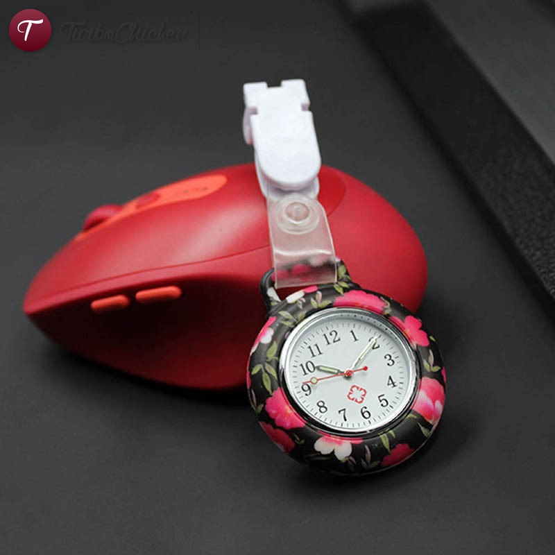 #Đồng hồ đeo tay# Nurses Doctor Quartz Fob Watch Silicone Case Band Pocket Watch