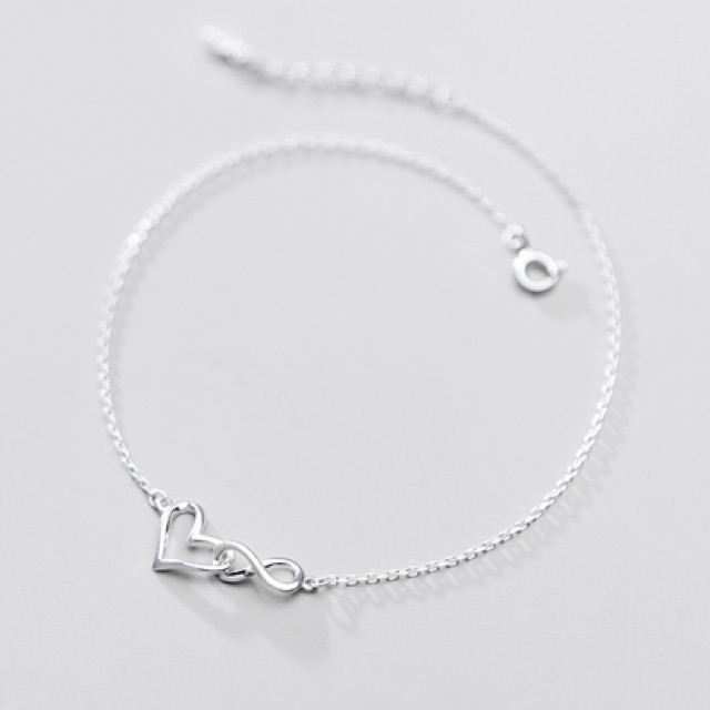 Lắc chân bạc nữ H.A.S hình vô cực và tim lồng nhau 21-24cm - Lắc chân bạc thời trang | BigBuy360 - bigbuy360.vn